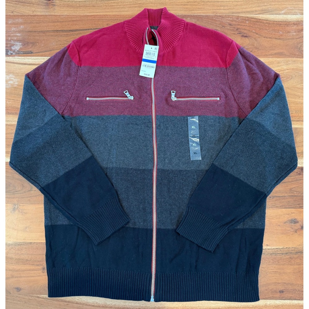INC International Concepts Mens Full Zip Cardigan Sweater Bright Rhubarb XL New